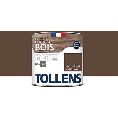 Tollens Peinture extérieure bois 2 en 1 Ultra Résistante Finition Satin Laque Riche en Résine Pour Toute Boiserie Extérieure Sans Sous-Couche Brun Normand 0,5L = 8m2 - Publicité Tollens Peinture extérieure bois 2 en 1 Ultra Résistante Finition Satin Laque Riche en Résine Pour Toute Boiserie Extérieure Sans Sous-Couche Brun Normand 0,5L = 8m2 - Publicité
