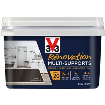 V33 Peinture rénovation multi-supports, Fonte Métallisé 0,5L - Publicité V33 Peinture rénovation multi-supports, Fonte Métallisé 0,5L - Publicité