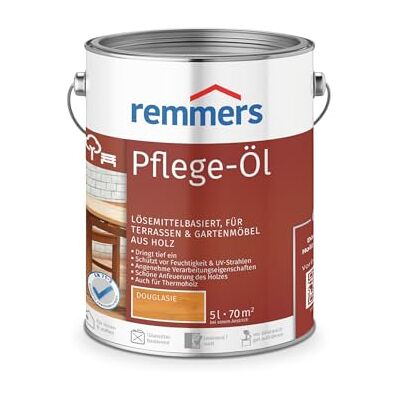 Remmers Huile soin Douglas, 5 litres, Huile déco pour bois intérieur et extérieur, solvantée, hydrofuge, résistante aux intempéries. Huile adaptée pour les mobiliers de jardin et les terrasses. Publicité Remmers Huile soin Douglas, 5 litres, Huile déco pour bois intérieur et extérieur, solvantée, hydrofuge, résistante aux intempéries. Huile adaptée pour les mobiliers de jardin et les terrasses. Publicité