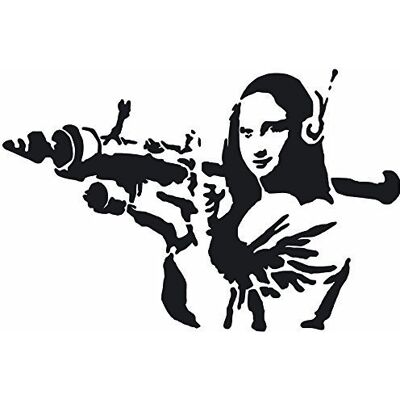 Ideal Stencils Pochoir Banksy Mona Lisa Bazooka Réutilisable Décor Maison & Art Artisanat Peinture Pochoir semi transparent pochoir, XXL/ 77X118CM - Publicité Ideal Stencils Pochoir Banksy Mona Lisa Bazooka Réutilisable Décor Maison & Art Artisanat Peinture Pochoir semi transparent pochoir, XXL/ 77X118CM - Publicité
