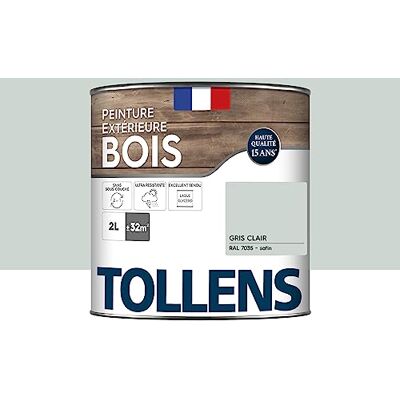 Tollens Peinture extérieure bois 2 en 1 Ultra Résistante Finition Satin Laque Riche en Résine Pour Toute Boiserie Extérieure Sans Sous-Couche Satin Gris Clair 2L = 32m2 - Publicité Tollens Peinture extérieure bois 2 en 1 Ultra Résistante Finition Satin Laque Riche en Résine Pour Toute Boiserie Extérieure Sans Sous-Couche Satin Gris Clair 2L = 32m2 - Publicité