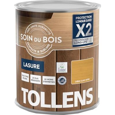 Tollens Lasure Ultra Résistante Adhérence Renforcée Protège et Décore Protection Anti-UV Technologie LONG-LIFE Satin Chêne Clair 5 L - Publicité Tollens Lasure Ultra Résistante Adhérence Renforcée Protège et Décore Protection Anti-UV Technologie LONG-LIFE Satin Chêne Clair 5 L - Publicité