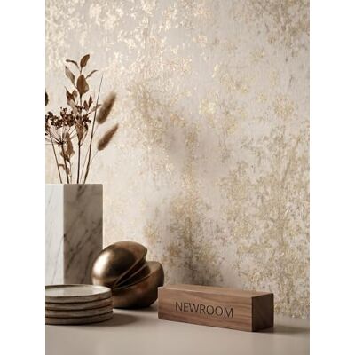 Newroom Papier Peint Intissé Crème Fleuri Effet Métallisé Entrée Aspect métallisé doré, structure plâtre nuageuse, motif branchages, papier peint floral, salon, chambre - Publicité Newroom Papier Peint Intissé Crème Fleuri Effet Métallisé Entrée Aspect métallisé doré, structure plâtre nuageuse, motif branchages, papier peint floral, salon, chambre - Publicité