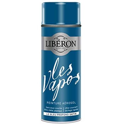 Libéron Peinture aérosol Les vapos, Le Bleu Profond Satin, 400ML - Publicité Libéron Peinture aérosol Les vapos, Le Bleu Profond Satin, 400ML - Publicité