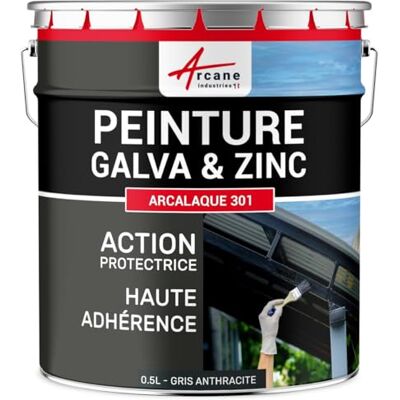 ARCANE INDUSTRIES Peinture galva et Zinc, toiture, gouttière 0.5 L Gris Anthracite RAL 7016 - Publicité ARCANE INDUSTRIES Peinture galva et Zinc, toiture, gouttière 0.5 L Gris Anthracite RAL 7016 - Publicité