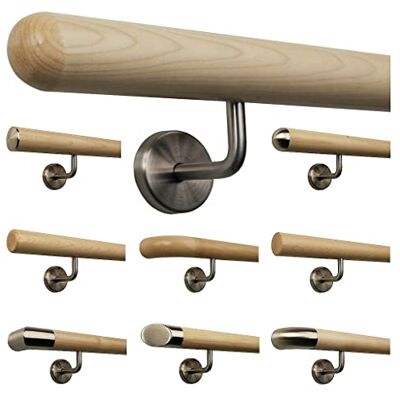 TIBU Main courante en érable Poignée en bois Support en acier inoxydable Longueur 30-500 cm En une seule pièce/variante : 50 cm avec 2 supports demi-sphère fraisé - Publicité TIBU Main courante en érable Poignée en bois Support en acier inoxydable Longueur 30-500 cm En une seule pièce/variante : 50 cm avec 2 supports demi-sphère fraisé - Publicité