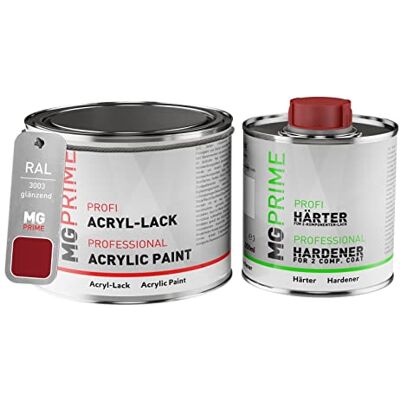 PRiME RAL 3003 Rouge rubis/Ruby red Peinture acrylique brillante Pot de 0,75 litre / 750 ml, y compris le durcisseur - Publicité PRiME RAL 3003 Rouge rubis/Ruby red Peinture acrylique brillante Pot de 0,75 litre / 750 ml, y compris le durcisseur - Publicité