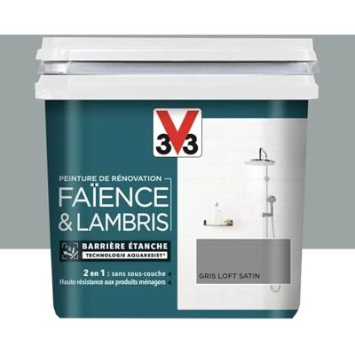 V33 Peinture De Rénovation Faïence & Lambris Gris Loft 0,75 L - Publicité V33 Peinture De Rénovation Faïence & Lambris Gris Loft 0,75 L - Publicité