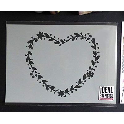 Ideal Stencils en forme de cœur fleur guirlande pochoir shabby chic Pochoir Réutilisable Décoration murale, ART ET ARTISANAT pochoir peinture murs Fabrics & MEUBLE semi transparent pochoir, XS/ 11x12cm - Publicité Ideal Stencils en forme de cœur fleur guirlande pochoir shabby chic Pochoir Réutilisable Décoration murale, ART ET ARTISANAT pochoir peinture murs Fabrics & MEUBLE semi transparent pochoir, XS/ 11x12cm - Publicité