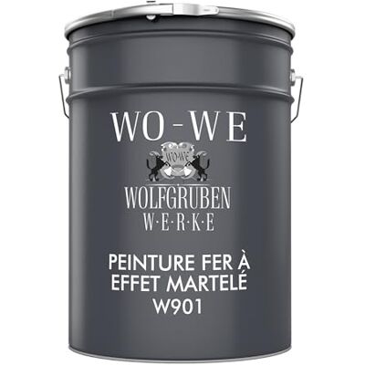 WO-WE Peinture Fer W901 Métal Effet Martelé Vernis Ultra-résistant Protection PRO Argentée 5L - Publicité WO-WE Peinture Fer W901 Métal Effet Martelé Vernis Ultra-résistant Protection PRO Argentée 5L - Publicité
