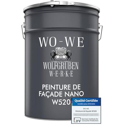 WO-WE Peinture Façade W520 Effet Perlant Rénovation des murs exterieurs Imperméable Gris argent 5L - Publicité WO-WE Peinture Façade W520 Effet Perlant Rénovation des murs exterieurs Imperméable Gris argent 5L - Publicité