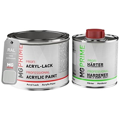 PRiME RAL 7035 Gris clair mat satiné, pot de peinture acrylique 2K 0,75 L Light grey, Kit 2K peinture + durcisseur, à séchage rapide - Publicité PRiME RAL 7035 Gris clair mat satiné, pot de peinture acrylique 2K 0,75 L Light grey, Kit 2K peinture + durcisseur, à séchage rapide - Publicité