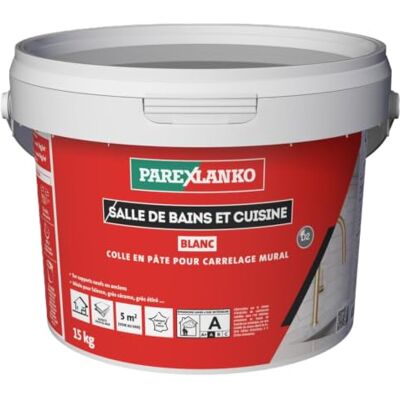 Parexlanko Colle carrelage pâte Salle de bains et Cuisine 15kg Spéciale pièces humides Pour carrelage mural intérieur Colle en pâte prête à l’emploi Idéale salle de bains cuisine - Publicité Parexlanko Colle carrelage pâte Salle de bains et Cuisine 15kg Spéciale pièces humides Pour carrelage mural intérieur Colle en pâte prête à l’emploi Idéale salle de bains cuisine - Publicité