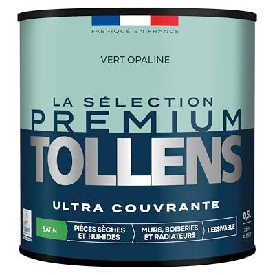 Tollens Peinture Couleur Murs, Boiseries & Radiateurs La Sélection Premium Pièces sèches et humides Ultra couvrante & résistante Ultra rapide Ecolabel Satin VERT OPALINE 0L5 = 6m² - Publicité Tollens Peinture Couleur Murs, Boiseries & Radiateurs La Sélection Premium Pièces sèches et humides Ultra couvrante & résistante Ultra rapide Ecolabel Satin VERT OPALINE 0L5 = 6m² - Publicité