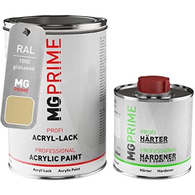 PRiME RAL 1000 Beige vert brillant, pot de peinture acrylique + durcisseur 1,5 L Green beige, Kit 2K peinture + durcisseur, à séchage rapide - Publicité PRiME RAL 1000 Beige vert brillant, pot de peinture acrylique + durcisseur 1,5 L Green beige, Kit 2K peinture + durcisseur, à séchage rapide - Publicité