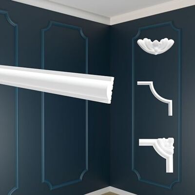 Marbet Design Lambris Décorations murales segmentées Polystyrène expansé Moulure de garniture de mur, profil de mur, profils plats, décoration (E-27 23x11 mm, 10 mètres) - Publicité Marbet Design Lambris Décorations murales segmentées Polystyrène expansé Moulure de garniture de mur, profil de mur, profils plats, décoration (E-27 23x11 mm, 10 mètres) - Publicité