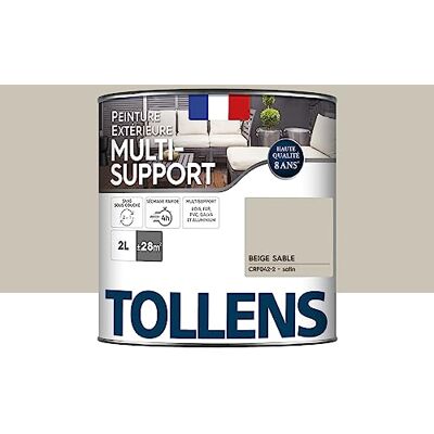 Tollens Peinture extérieure multisupport Ultra résistante Haute qualité Satin Beige Sable 2L = 28m2 - Publicité Tollens Peinture extérieure multisupport Ultra résistante Haute qualité Satin Beige Sable 2L = 28m2 - Publicité