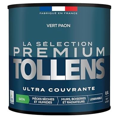 Tollens Peinture Couleur Murs, Boiseries & Radiateurs La Sélection Premium Pièces sèches et humides Ultra couvrante Ultra résistante Ecolabel Satin VERT PAON 0L5 = 6m² - Publicité Tollens Peinture Couleur Murs, Boiseries & Radiateurs La Sélection Premium Pièces sèches et humides Ultra couvrante Ultra résistante Ecolabel Satin VERT PAON 0L5 = 6m² - Publicité
