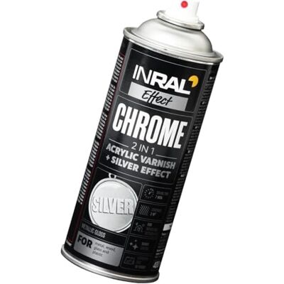 INRAL Peinture chrome en spray argent 400 ml peinture en spray intérieur et extérieur pour professionnels, bricoleurs, DIY et upcycling, couvre jusqu'à 2 m² - Publicité INRAL Peinture chrome en spray argent 400 ml peinture en spray intérieur et extérieur pour professionnels, bricoleurs, DIY et upcycling, couvre jusqu'à 2 m² - Publicité