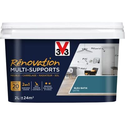 Peinture Rénovation Multi-Supports Bleu Batik - V33 - Publicité Peinture Rénovation Multi-Supports Bleu Batik - V33 - Publicité