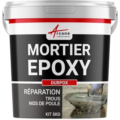 ARCANE INDUSTRIES Mortier Époxy Ragréage Réparation Béton Bouchage Trous DURPOX 5 kg Répare Béton, Trous et Nids de Poule, Circulable, Résiste à l'Abrasion, Antipoussière, Int/Ext - Publicité ARCANE INDUSTRIES Mortier Époxy Ragréage Réparation Béton Bouchage Trous DURPOX 5 kg Répare Béton, Trous et Nids de Poule, Circulable, Résiste à l'Abrasion, Antipoussière, Int/Ext - Publicité