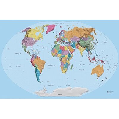 1art1 Cartes Carte du Monde, en Anglais, 2 Parties Poster Papier Peint 240x180 cm - Publicité 1art1 Cartes Carte du Monde, en Anglais, 2 Parties Poster Papier Peint 240x180 cm - Publicité