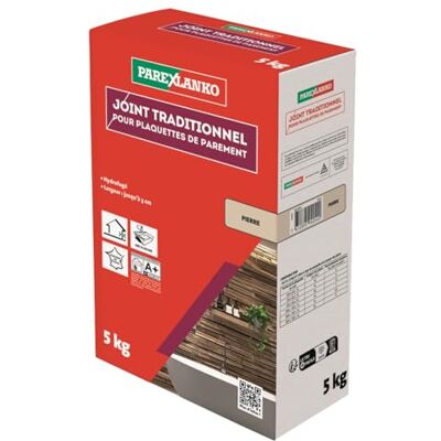 Parexlanko Joint traditionnel pour plaquette de parement Pierre 5kg Joints jusqu’à 3 cm Pour plaquettes, briquettes et pierres de parement Murs intérieurs/extérieurs Finition soignée - Publicité Parexlanko Joint traditionnel pour plaquette de parement Pierre 5kg Joints jusqu’à 3 cm Pour plaquettes, briquettes et pierres de parement Murs intérieurs/extérieurs Finition soignée - Publicité