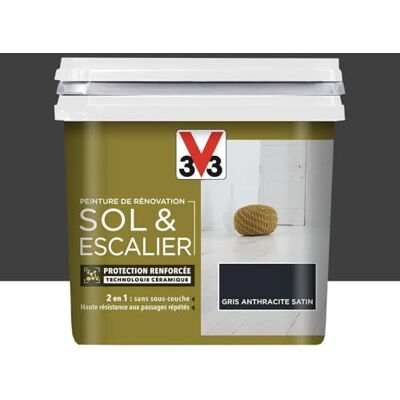 V33 Peinture De Rénovation Sol & Escalier Gris anthracite 0,75 L - Publicité V33 Peinture De Rénovation Sol & Escalier Gris anthracite 0,75 L - Publicité