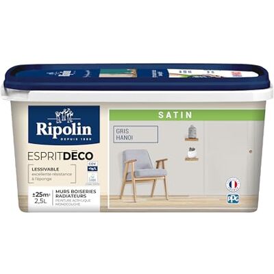RIPOLIN gris déco multi-supports - 2,5L - Opacité, Application facile, Fabrication française - Publicité RIPOLIN gris déco multi-supports - 2,5L - Opacité, Application facile, Fabrication française - Publicité