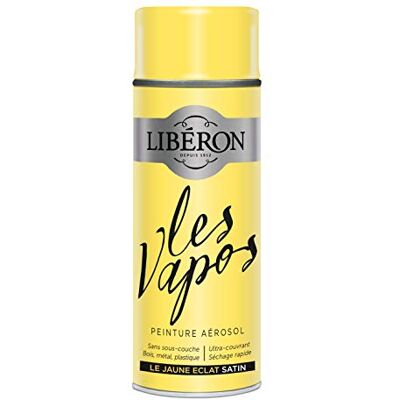 Libéron Peinture aérosol Les vapos, Le Jaune Eclat Satin, 400 ml - Publicité Libéron Peinture aérosol Les vapos, Le Jaune Eclat Satin, 400 ml - Publicité