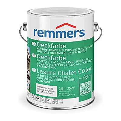 Remmers Peinture Finition Blanc (RAL 9016), 5 litres, Peinture aqueuse pour intérieur et extérieur, protection contre les intempéries pour le bois, le zinc, et nombreux autres supports. Publicité Remmers Peinture Finition Blanc (RAL 9016), 5 litres, Peinture aqueuse pour intérieur et extérieur, protection contre les intempéries pour le bois, le zinc, et nombreux autres supports. Publicité