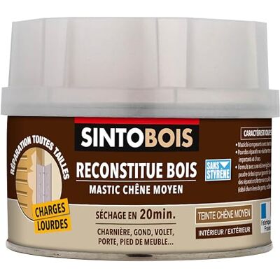 SINTO Mastic reconstitue bois charges lourdes chêne moyen 170ml - Publicité SINTO Mastic reconstitue bois charges lourdes chêne moyen 170ml - Publicité