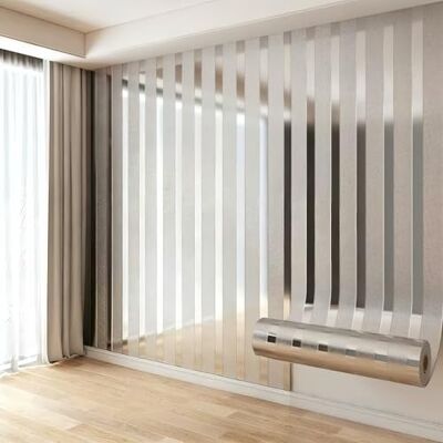 ESSMOKO Papier peint Grille adhésive 3D imitation bois 40x300cm en PVC facile à nettoyer idéale pour la décoration du salon et de la cuisine autocollant imperméable et résistant aux taches Argent satiné 1 r - Publicité ESSMOKO Papier peint Grille adhésive 3D imitation bois 40x300cm en PVC facile à nettoyer idéale pour la décoration du salon et de la cuisine autocollant imperméable et résistant aux taches Argent satiné 1 r - Publicité