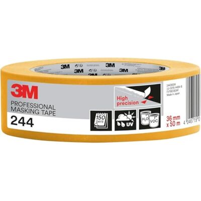 3M Ruban de Masquage Professionnel 244 Haute Précision 1 Rouleau, 36 mm x 50 m Surfaces Universelles, Résistant aux UV et à l'Eau, Usage Intérieur et Extérieur - Publicité 3M Ruban de Masquage Professionnel 244 Haute Précision 1 Rouleau, 36 mm x 50 m Surfaces Universelles, Résistant aux UV et à l'Eau, Usage Intérieur et Extérieur - Publicité