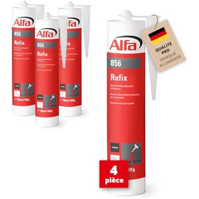 Alfa 856 Rufix Mastic d'étanchéité bitumineux en fibre armé, 4 x 300 ml, pour l'extérieur - Publicité Alfa 856 Rufix Mastic d'étanchéité bitumineux en fibre armé, 4 x 300 ml, pour l'extérieur - Publicité