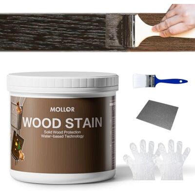 Mollor Teinture pour Bois 2 en 1, à Base d'Eau Sans Primaire, Sans Finition Supplémentaire, Sèche Rapidement Faible Odeur Non Toxique Idéale pour meubles int./ext.(473ml,Noyer noir avec outils) - Publicité Mollor Teinture pour Bois 2 en 1, à Base d'Eau Sans Primaire, Sans Finition Supplémentaire, Sèche Rapidement Faible Odeur Non Toxique Idéale pour meubles int./ext.(473ml,Noyer noir avec outils) - Publicité