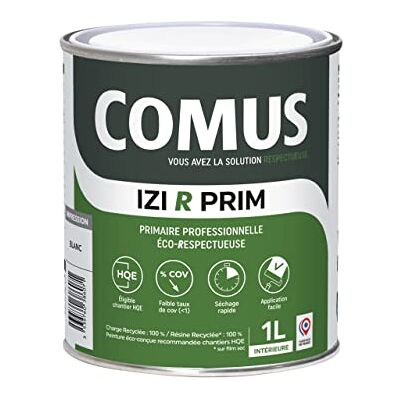 comus IZI R PRIM 1L Primaire en phase aqueuse éco-respectueuse à base de 50% de matières recyclées - Publicité comus IZI R PRIM 1L Primaire en phase aqueuse éco-respectueuse à base de 50% de matières recyclées - Publicité