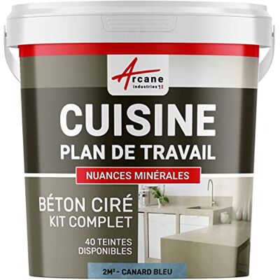 Béton Patiné Gris Bleu d'Arcane Industries - Revêtement de Cuisine et Plan de Travail - Publicité Béton Patiné Gris Bleu d'Arcane Industries - Revêtement de Cuisine et Plan de Travail - Publicité