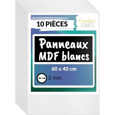 Creative 10 x Panneau MDF Blanc 600 x 400 x 3 mm - Publicité Creative 10 x Panneau MDF Blanc 600 x 400 x 3 mm - Publicité
