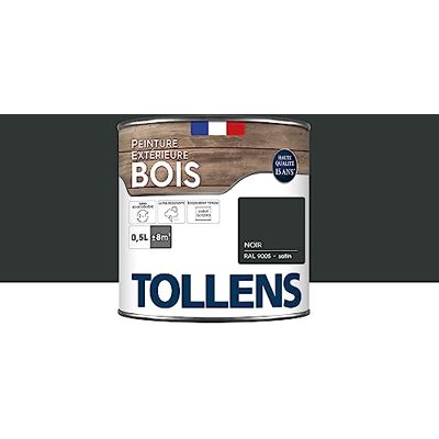 Tollens Peinture extérieure bois 2 en 1 Ultra Résistante Finition Satin Laque Riche en Résine Pour Toute Boiserie Extérieure Sans Sous-Couche Noir 0,5L = 8m2 - Publicité Tollens Peinture extérieure bois 2 en 1 Ultra Résistante Finition Satin Laque Riche en Résine Pour Toute Boiserie Extérieure Sans Sous-Couche Noir 0,5L = 8m2 - Publicité