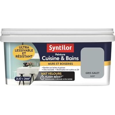 Syntilor Peinture Murale Cuisine & Bains Gris Galet 2L - Publicité Syntilor Peinture Murale Cuisine & Bains Gris Galet 2L - Publicité