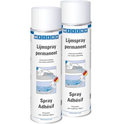 WEICON Spray Adhésif 500 ml/Adhésif universel matériaux légers tissu textile papier plastique cuir/Transparent/Lot de 2 - Publicité WEICON Spray Adhésif 500 ml/Adhésif universel matériaux légers tissu textile papier plastique cuir/Transparent/Lot de 2 - Publicité