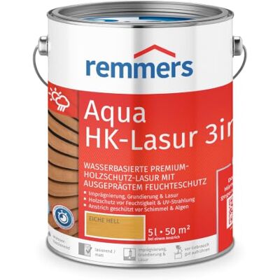 Remmers - Aqua HK-Lasur 3in1 RC-365 - chêne clair - 5 l - vernis de protection du bois - Publicité Remmers - Aqua HK-Lasur 3in1 RC-365 - chêne clair - 5 l - vernis de protection du bois - Publicité