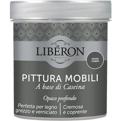Libéron Peinture Meubles à base de Caséine Gris Cendre 0.5 L - Publicité Libéron Peinture Meubles à base de Caséine Gris Cendre 0.5 L - Publicité