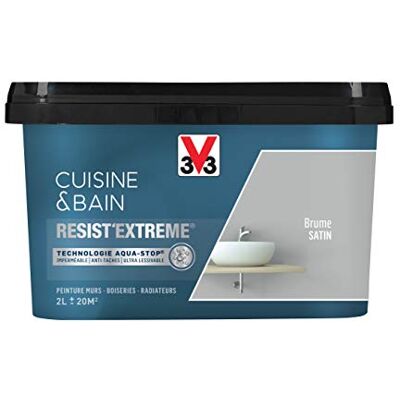 Peinture Satinée Résistante V33 pour Cuisine & Salle de Bain - 2L - Publicité Peinture Satinée Résistante V33 pour Cuisine & Salle de Bain - 2L - Publicité