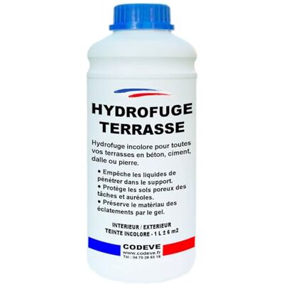 Codève bois Hydrofuge Terrasse Codeve Bois 1L Intérieur/extérieur Incolore Pour Votre Terrasse En Travertin, Béton, Ciment Ou Pierre. Publicité Codève bois Hydrofuge Terrasse Codeve Bois 1L Intérieur/extérieur Incolore Pour Votre Terrasse En Travertin, Béton, Ciment Ou Pierre. Publicité