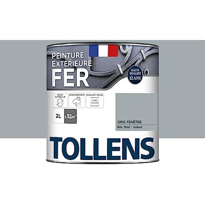 Tollens Peinture extérieure fer 2 en 1 Ultra Résistante Protection antirouille Laque Riche en Résine Sans Sous-Couche Entretien Facile Brillant Gris Fenêtre 2L = 32m2 - Publicité Tollens Peinture extérieure fer 2 en 1 Ultra Résistante Protection antirouille Laque Riche en Résine Sans Sous-Couche Entretien Facile Brillant Gris Fenêtre 2L = 32m2 - Publicité