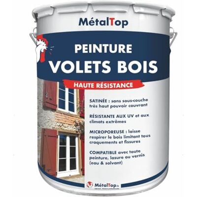Metaltop Peinture Volets Bois Blanc pur RAL 9010-1 L Microporeuse, anti-UV, anti-humidité, haute protection 15 ans - Publicité Metaltop Peinture Volets Bois Blanc pur RAL 9010-1 L Microporeuse, anti-UV, anti-humidité, haute protection 15 ans - Publicité