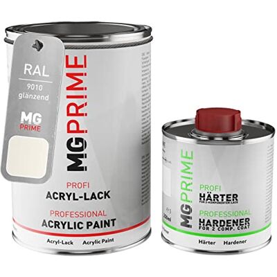 PRiME RAL 9010 Blanc pur brillant, pot de peinture acrylique + durcisseur 1,5 L Pure white, Kit 2K peinture + durcisseur, à séchage rapide - Publicité PRiME RAL 9010 Blanc pur brillant, pot de peinture acrylique + durcisseur 1,5 L Pure white, Kit 2K peinture + durcisseur, à séchage rapide - Publicité