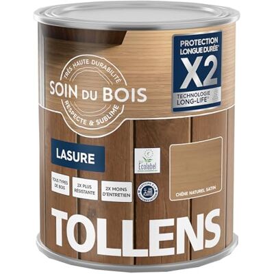 Tollens Lasure Ultra Résistante Adhérence Renforcée Protège et Décore Protection Anti-UV Technologie LONG-LIFE Satin Chêne Naturel 1 L - Publicité Tollens Lasure Ultra Résistante Adhérence Renforcée Protège et Décore Protection Anti-UV Technologie LONG-LIFE Satin Chêne Naturel 1 L - Publicité